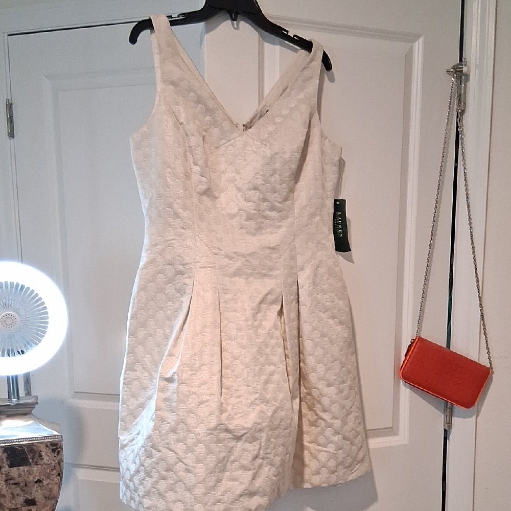 Ralph Lauren Cream Textured Mini Dress